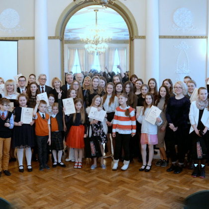 Rīgas Latviešu biedrības namā Dzimtās valodas pasākumā 2018. gada februārī.