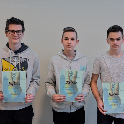 VJĢS  2018./2019.g. sezonas uzvarētāji. Pirmais no kreisās M.Dvēselītis