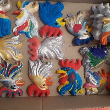 4.kl.skolēni Madonas mākslas skolā apgleznoja Madonas simbolu gaili.