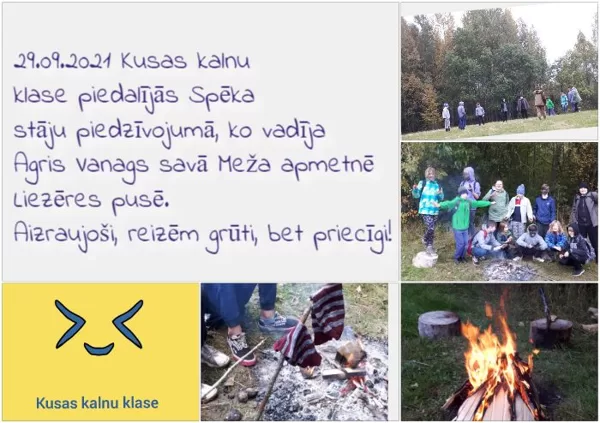 Sestklasnieku Spēka stāju piedzīvojums Agra Vanaga meža apmetnē.