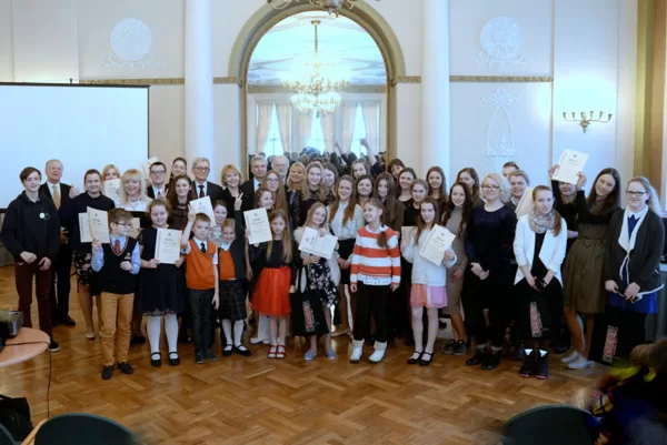 Rīgas Latviešu biedrības namā Dzimtās valodas pasākumā 2018. gada februārī.