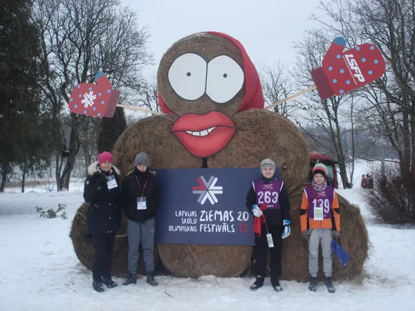 Distanču slēpotāji Latvijas skolu ziemas olimpiskajā festivālā Ērgļos 3.02.2017.